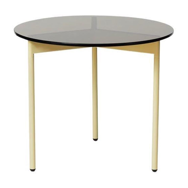 From Above Side Table Smoke Brown Glass Butter Yellow by Warm Nordic For Sale