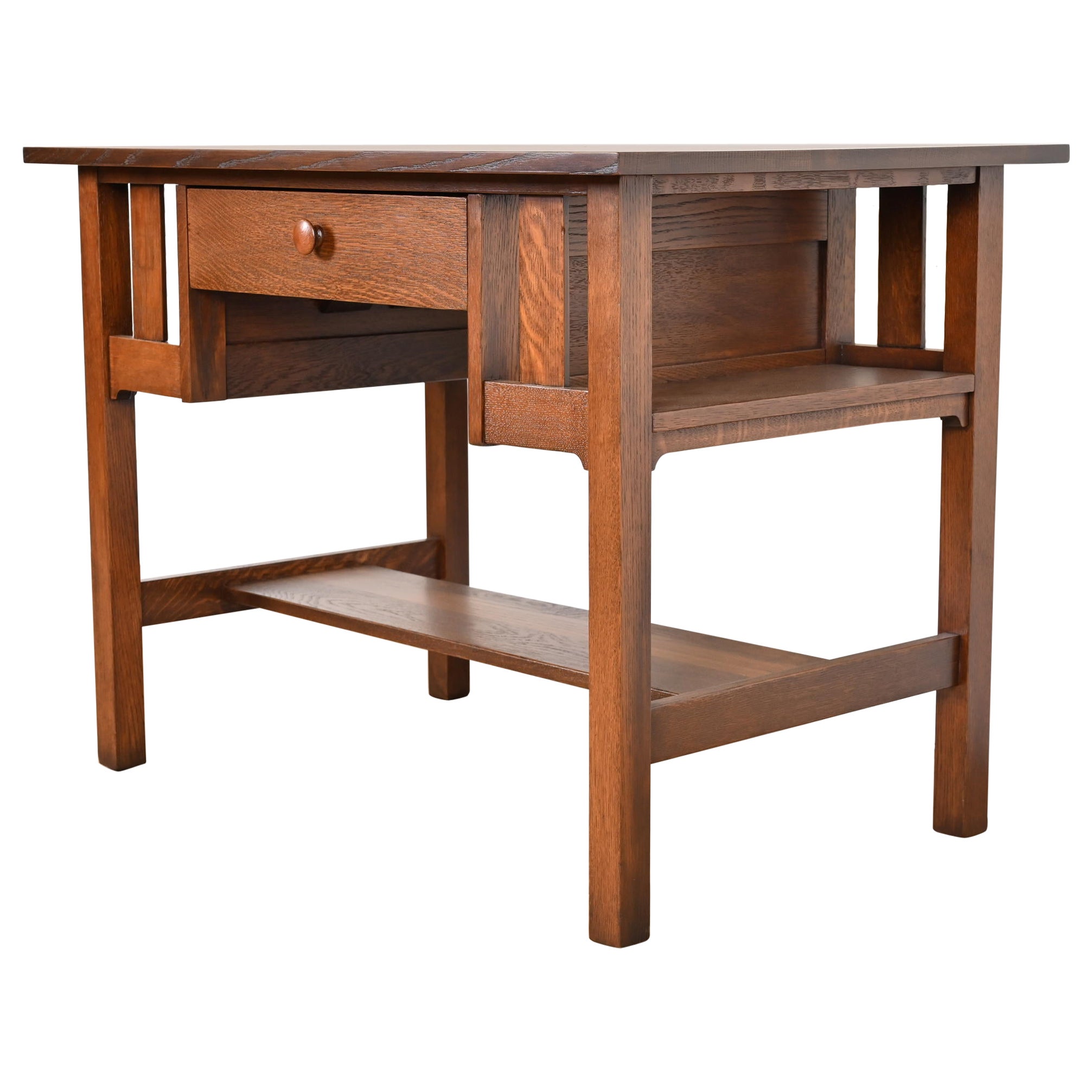 Antique Stickley Brothers Arts & Crafts Desk or Library Table, Newly Restored For Sale