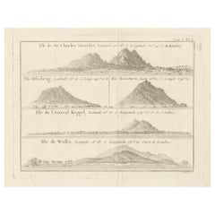 Impression ancienne avec vues de l'île de Sir Charles Saunders et d'autres îles, 1774