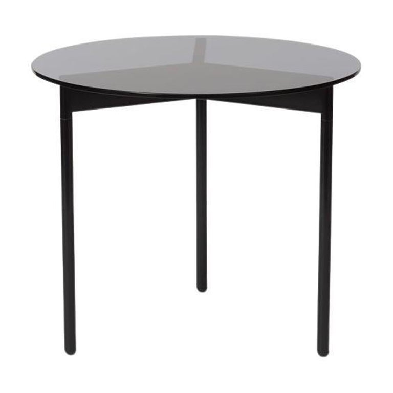 from above Side Table Smoke Grey Glass Black Noir by Warm Nordic For Sale