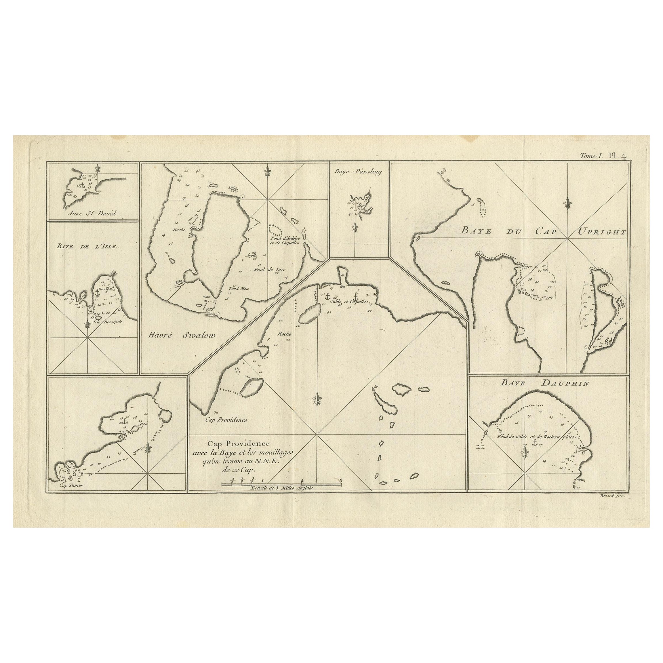 Antique Map of Cap Providence, St. David's Cove and Surroundings For Sale