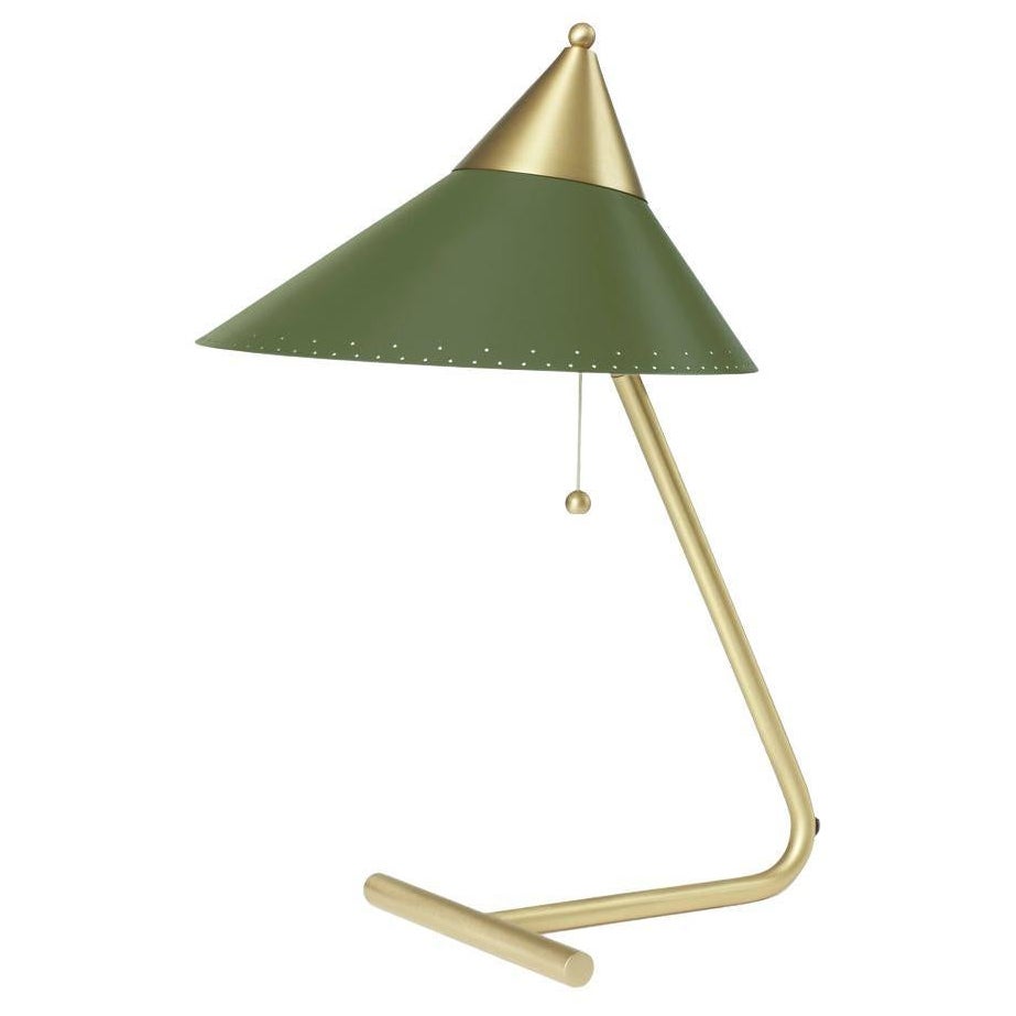 Brass Top Pine Green Table Lamp by Warm Nordic
