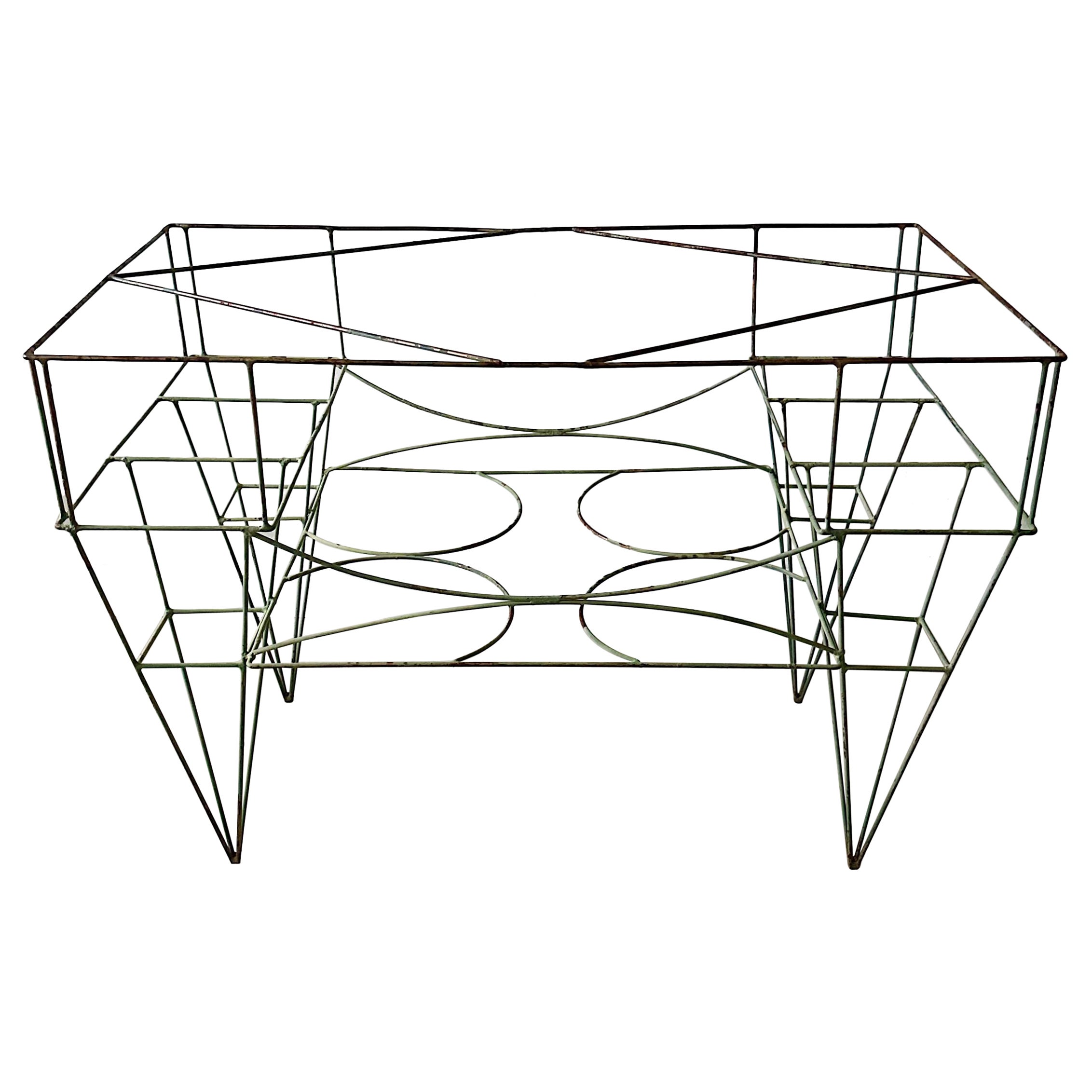 Vintage American Architectural Wire Metal Garden Table For Sale