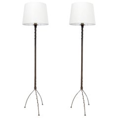 20th Century French Pair of Vintage Iron Sculptural Floor Lamps by Robert Kostka