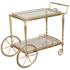 Midcentury French Brass Bar Cart
