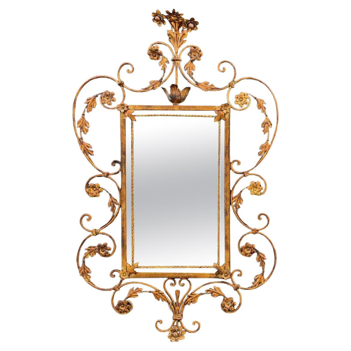 Antique Italian Gilt-Iron Rococo Style Mirror For Sale