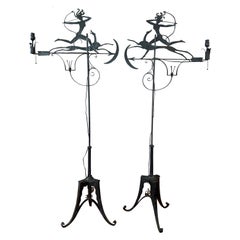 Pair of St. Francis Hotel Wrought Iron "Diana the Huntress" Floor Lamps, 1920