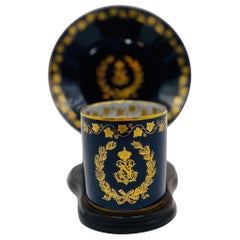 Antique 1857 Sevres Napoleon III Cobalt “N” Crowned Cup/Saucer 