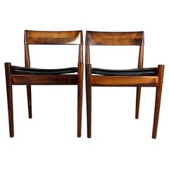 Pair of Grete Jalk Dining Chairs Walnut & Leather, 1960s