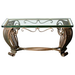 Metal and Glass French Midcentury Coffee Table