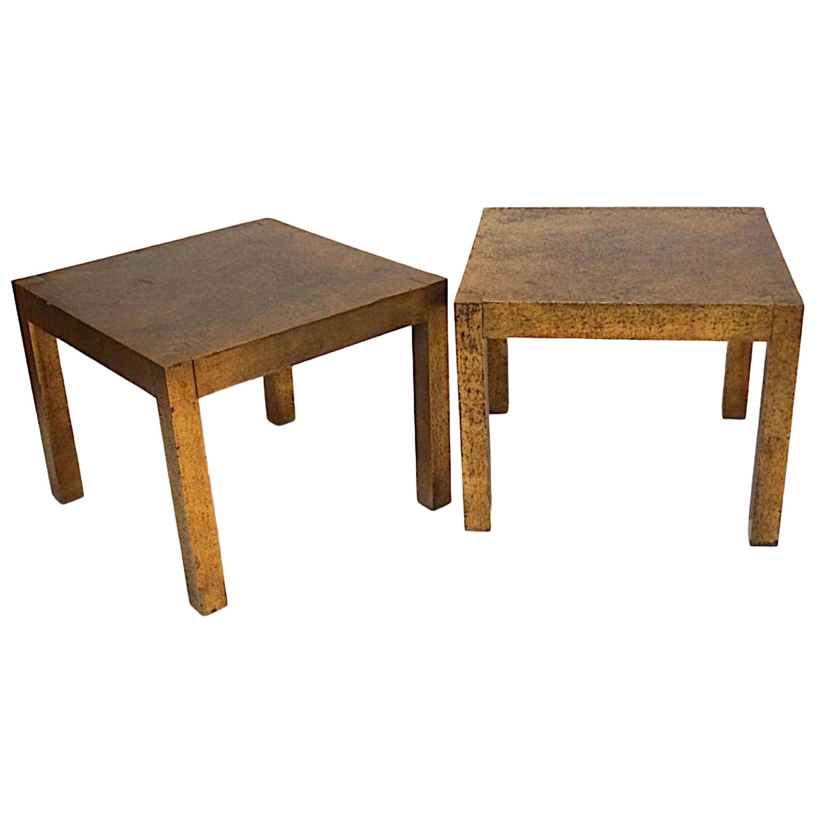 Drexel Parsons Style Gold Side Tables, a Pair