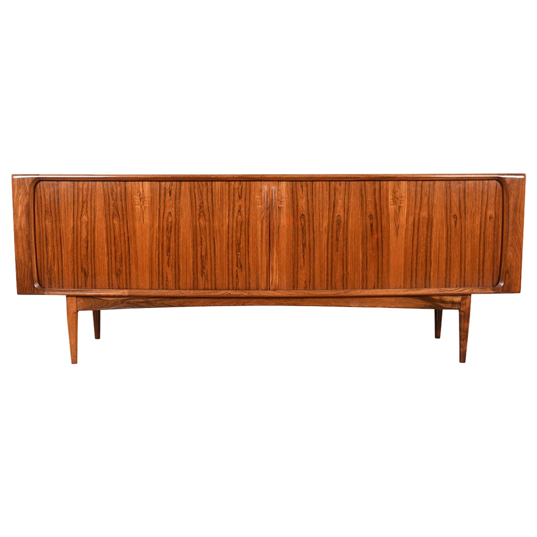 Tambour Door Credenza in Danish Modern Rosewood with Finished Backside