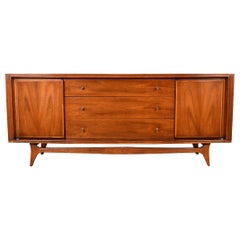 Vintage Mid-Century Modern Walnut Sideboard Dresser