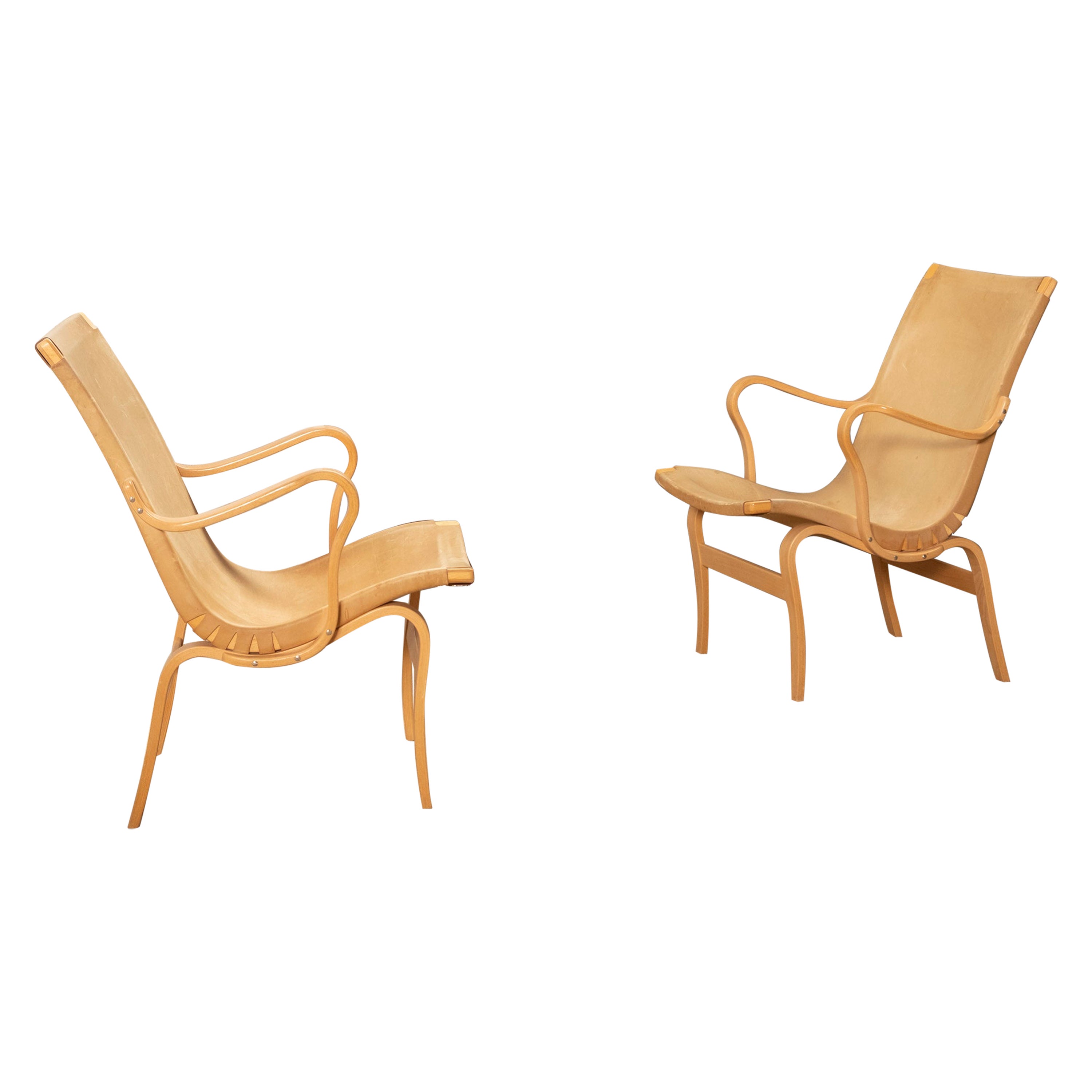Pair of Bruno Mathsson Eva Lounge Chairs by Dux, Sweden For Sale