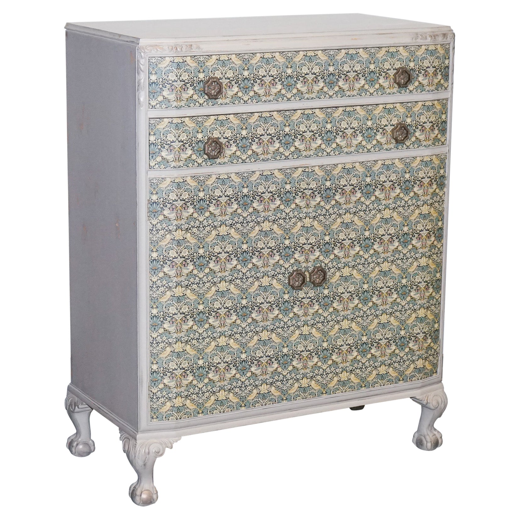1930s Waring & Gillow Hand Painted Chest of Drawers Cupboard William Morris For Sale
