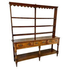 Antique 18th Century George III Quality Oak Dresser and Original Rack