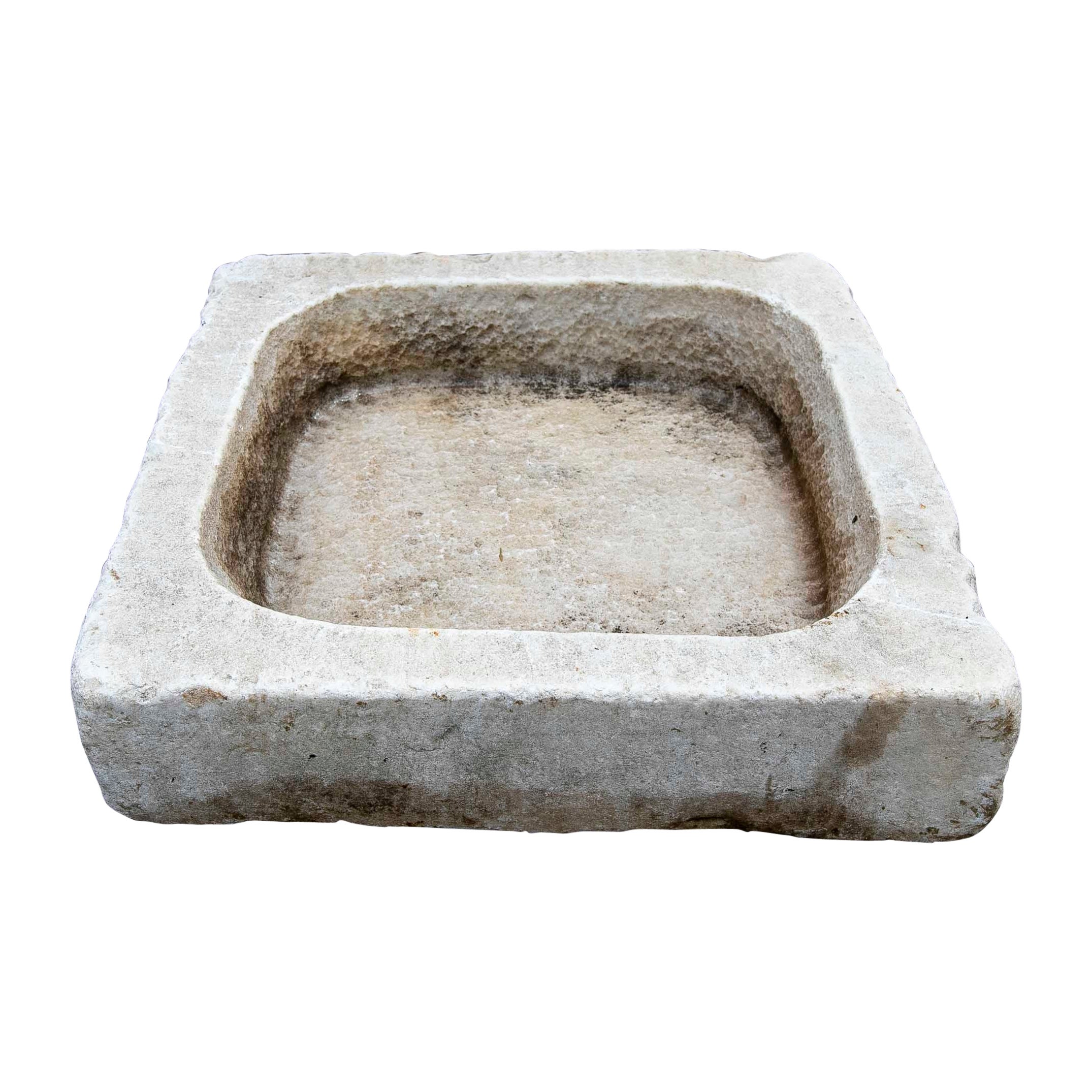 White Hand Carved Marble Washbasin with One Sink in a Single Block For Sale