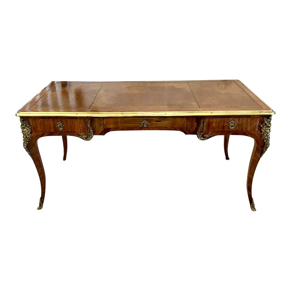 Large Antique Quality Kingwood Ornate Ormolu Mounted Partners Bureau Plat-Desk For Sale