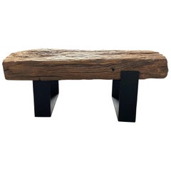 Mesquite Plank Table with Iron Bases by Artefakto