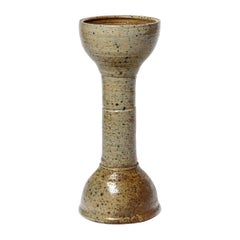 Brown and Grey 20th Century Diabolo Design Stoneware Ceramic Vase by Tiffoche