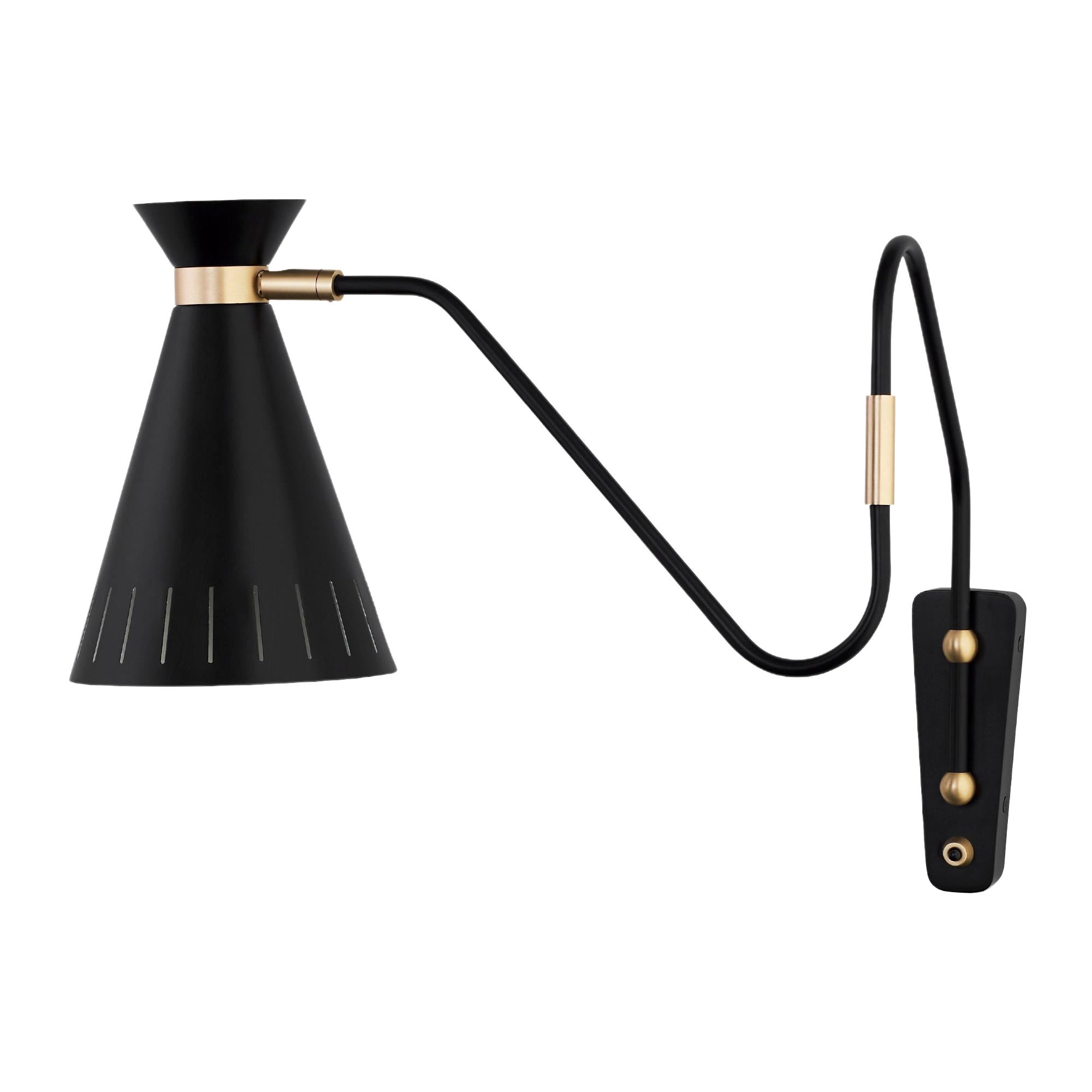 Cone Black Noir Wall Lamp by Warm Nordic For Sale