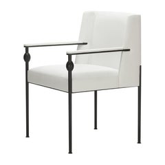 Francois Champsaur for Pouenat Clay Armchair in Patinated Steel, COM Fabric