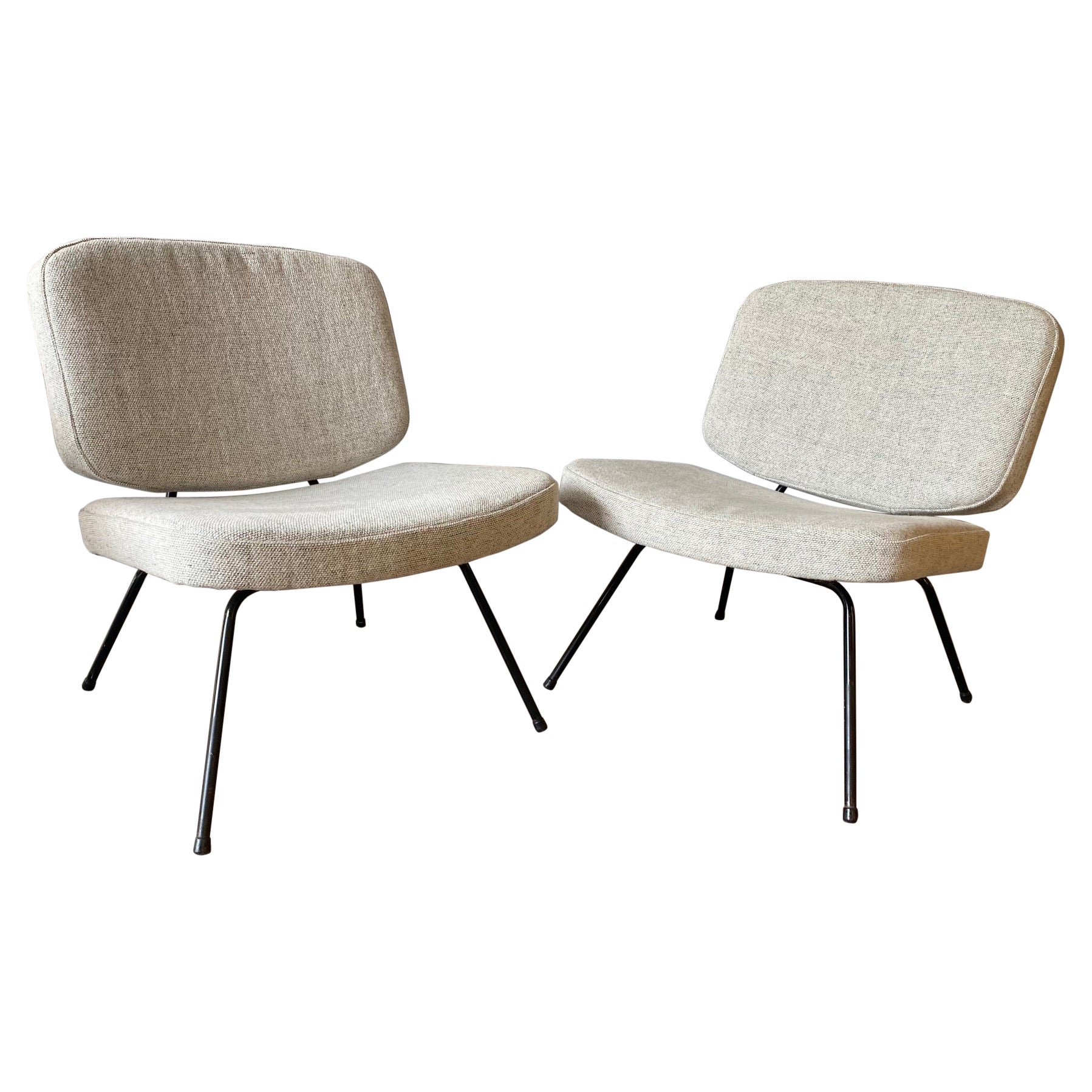 Pair of Cm190 Slipper Chairs by Pierre Paulin for Thonet, France, 1950s For Sale
