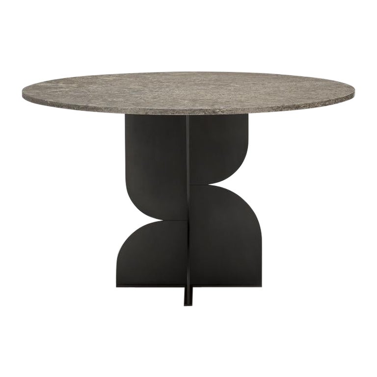 Francois Champsaur for Pouenat Pepper Dining Table in Steel, Top in Marble