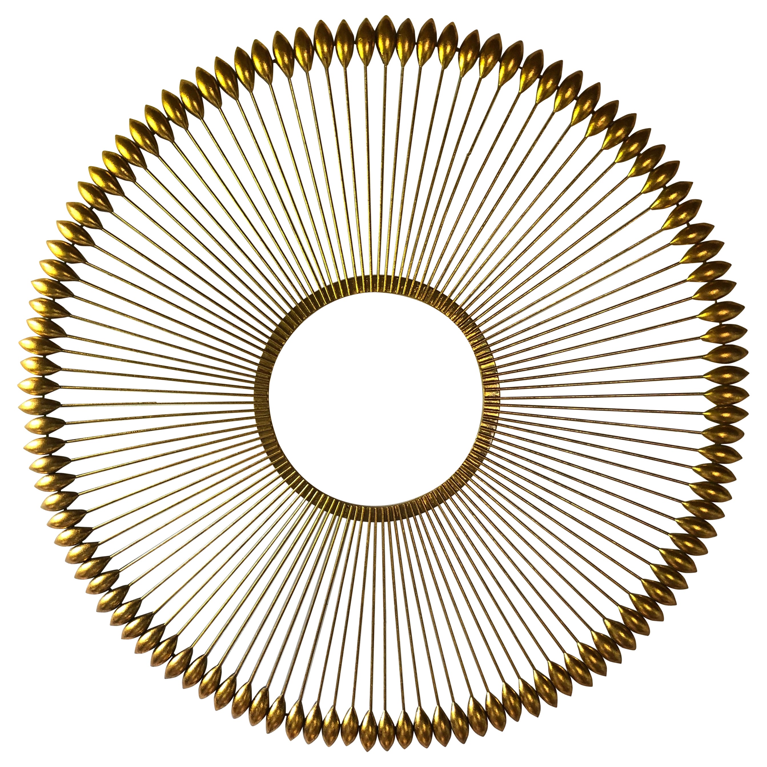 Large Gilded Metal Arrow Motif Round Wall Sculpture For Sale