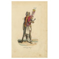 Antique "Warrior of Timor: A Handcolored Glimpse into Indonesian Culture, 1845
