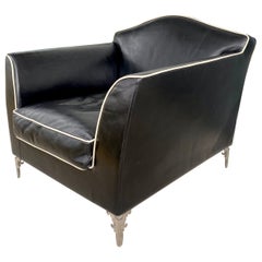 Chaise IPE Cavalli en cuir de veau noir et chrome