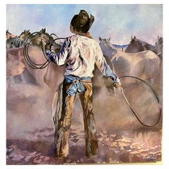 Cowboy with Lasso, Painting by Jack Baker