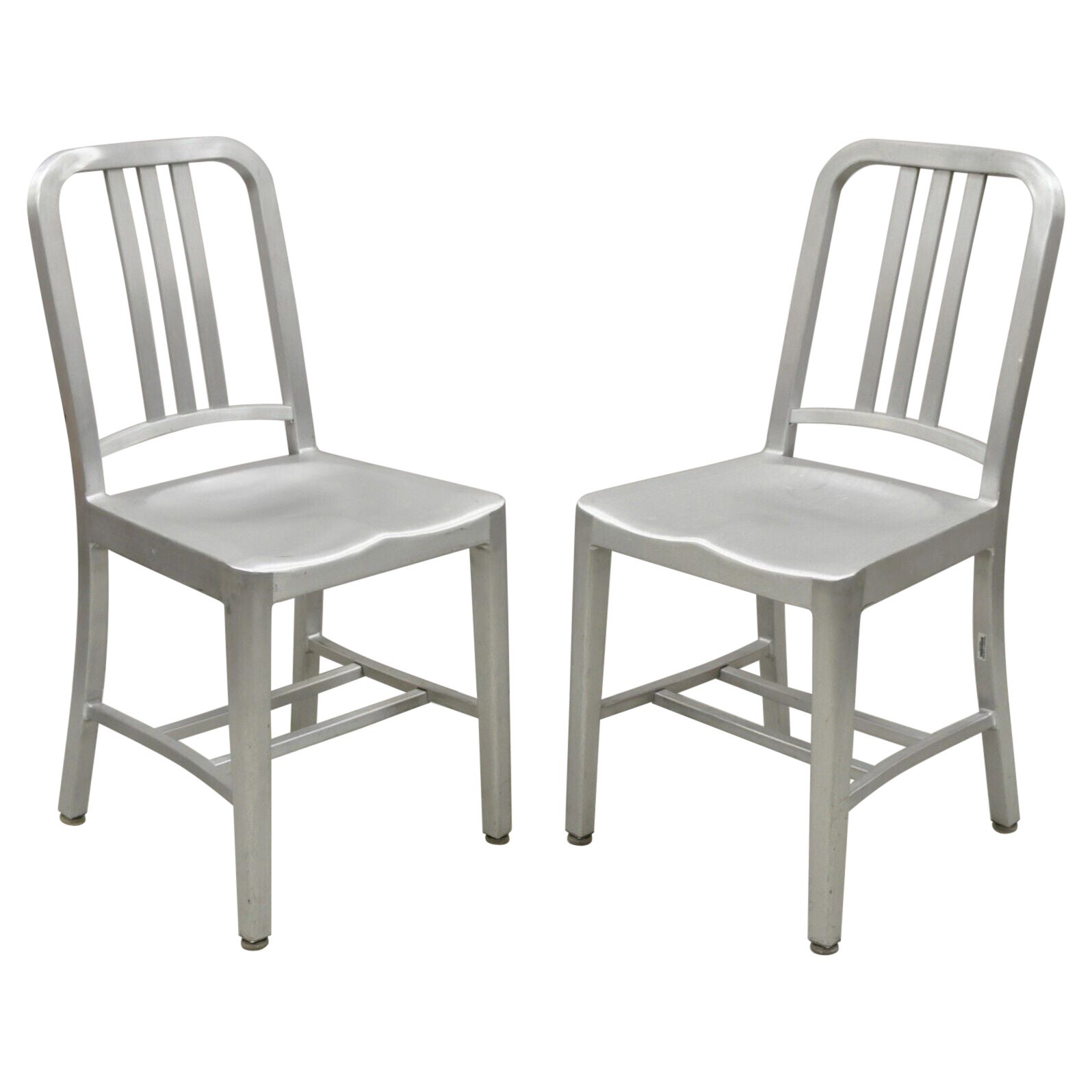 Emeco Navy Collection Brushed Aluminum Side Chair 1006, a Pair For Sale