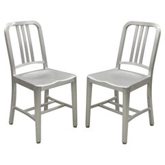Emeco Navy Collection Brushed Aluminum Side Chair 1006, a Pair