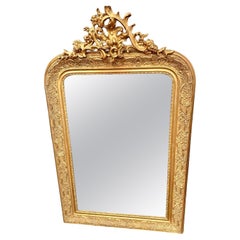 French Louis Philippe Gilt and Gesso Overmantel Mirror, 19th Century