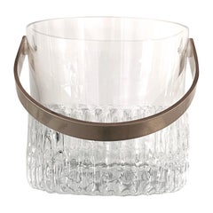 Mid-Century Modern Crystal Ice Bucket with Textured Glass, France, c. 1970s