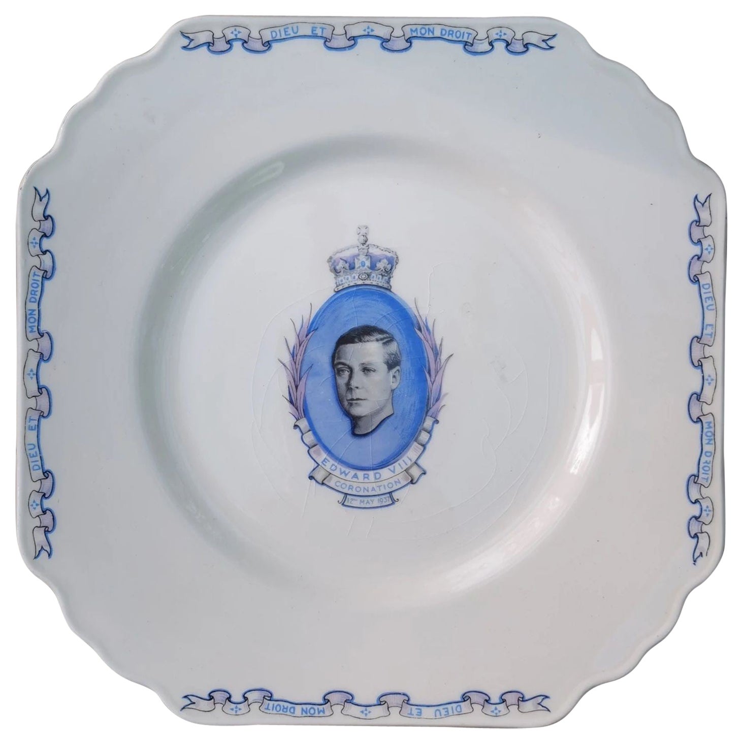 Assiette de couronnement en porcelaine de collection royale Edward VIII 1936 Wedgewood Angleterre