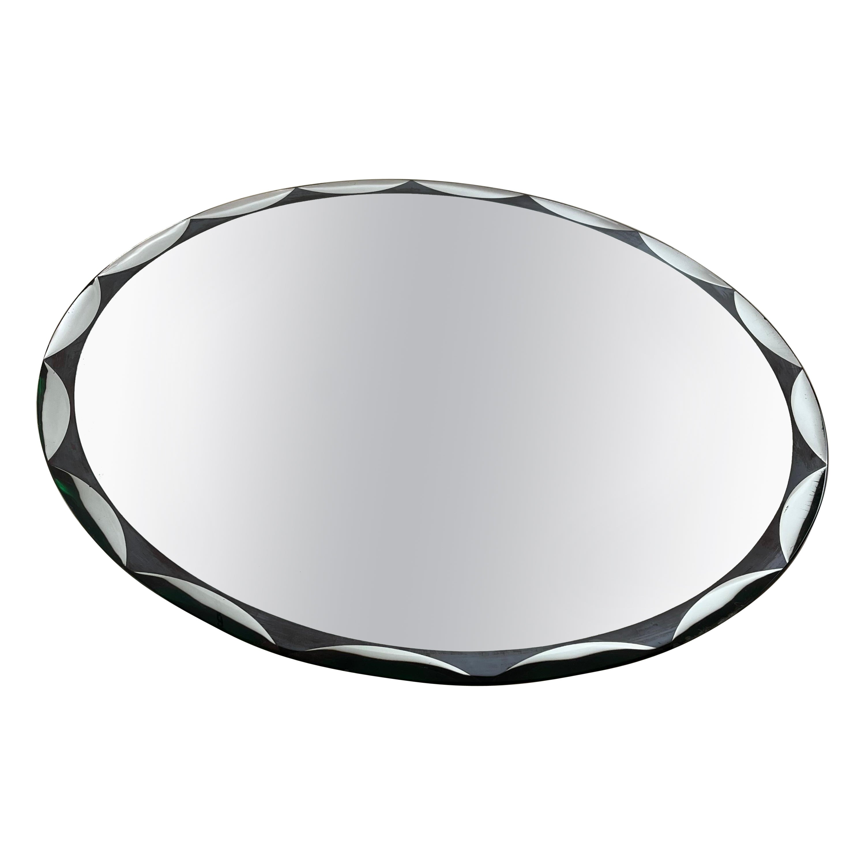 Miroir rond italien Metalvetro Galvorame des années 1960