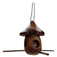 2000s Modern Zen Birdhouse Wood Bird Feeder