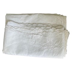 Early 20th Century Handwoven White Cotton Tablecloth or Bedspread