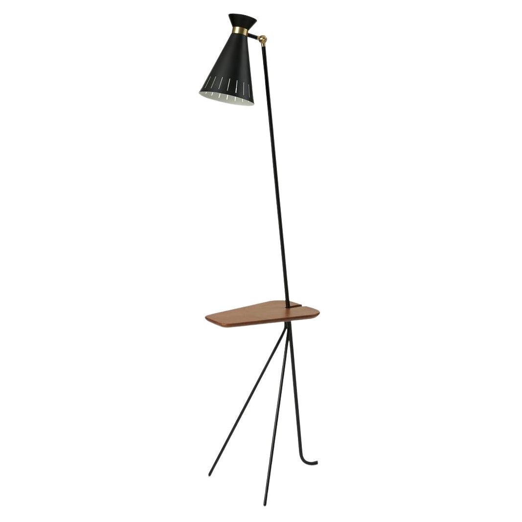 Cone Floor Lamp with Table Black Noir by Warm Nordic