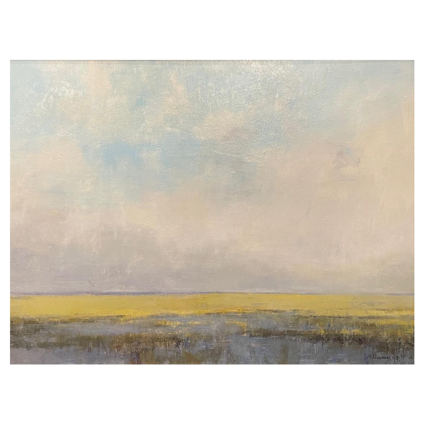 Framed Oil on Board "Deep Breaths, Long Views" Marsh Scene by Marc Hanson For Sale