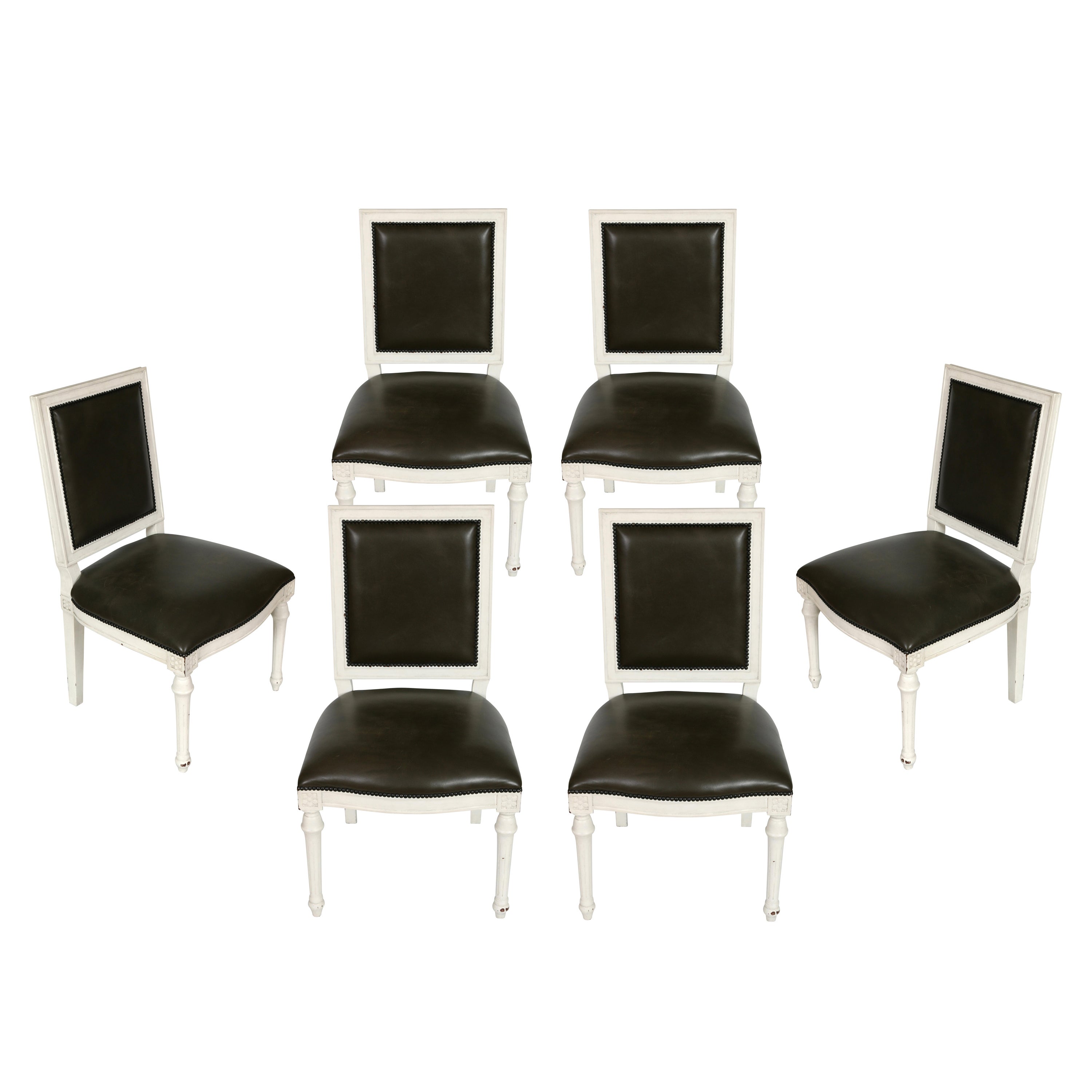 Set of Six Louis XVI Style Dining Chairs For Sale