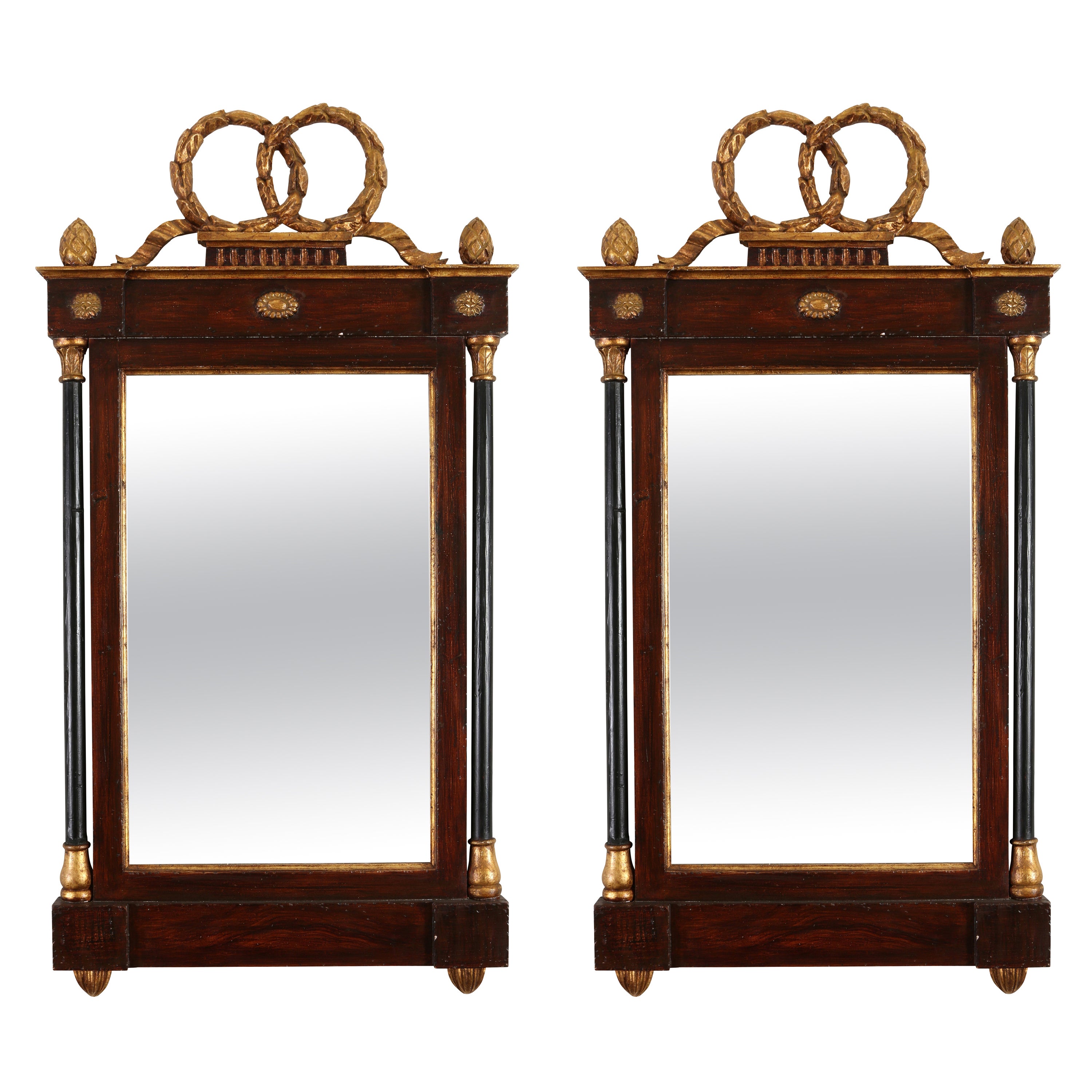 Pair of Italian Neoclassical Style Mirrors For Sale