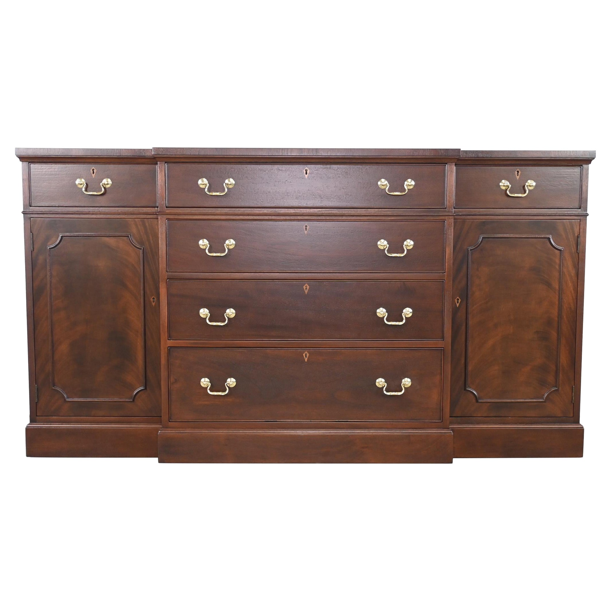 Baker Furniture Traditional Dark Mahogany Sideboard Credenza, Newly Refinished For Sale