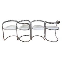 Set of 4 Chrome Cantilever Chairs by Peter Wigglesworth for Plush, 1970