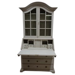 Swedish Rococo Style Secretary Hutch