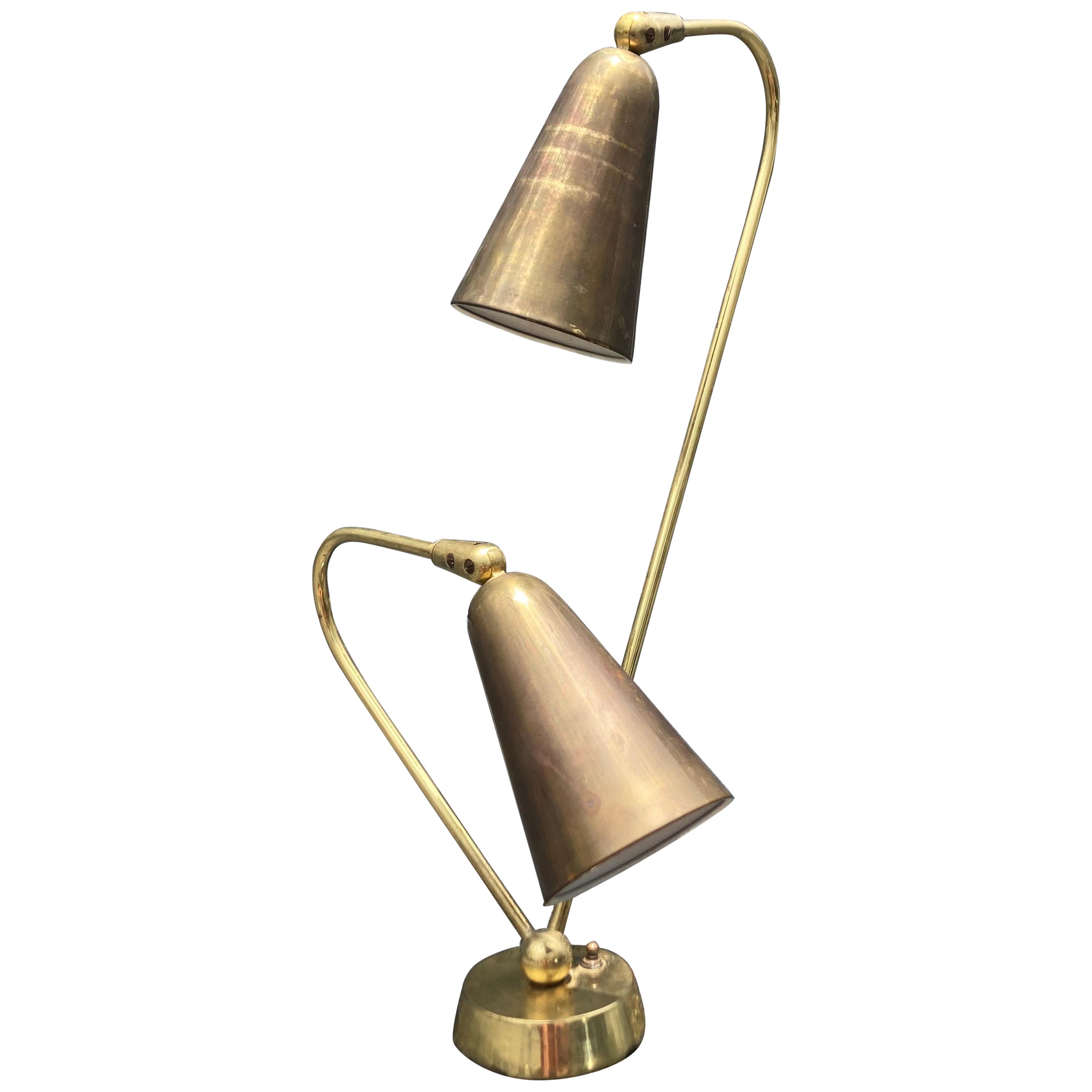 Stunning Brass Table Lamp in the style of Paavo Tynell, USA 1950s For Sale