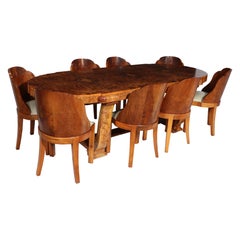 Antique Art Deco Dining Table and 8 Chairs by Hille