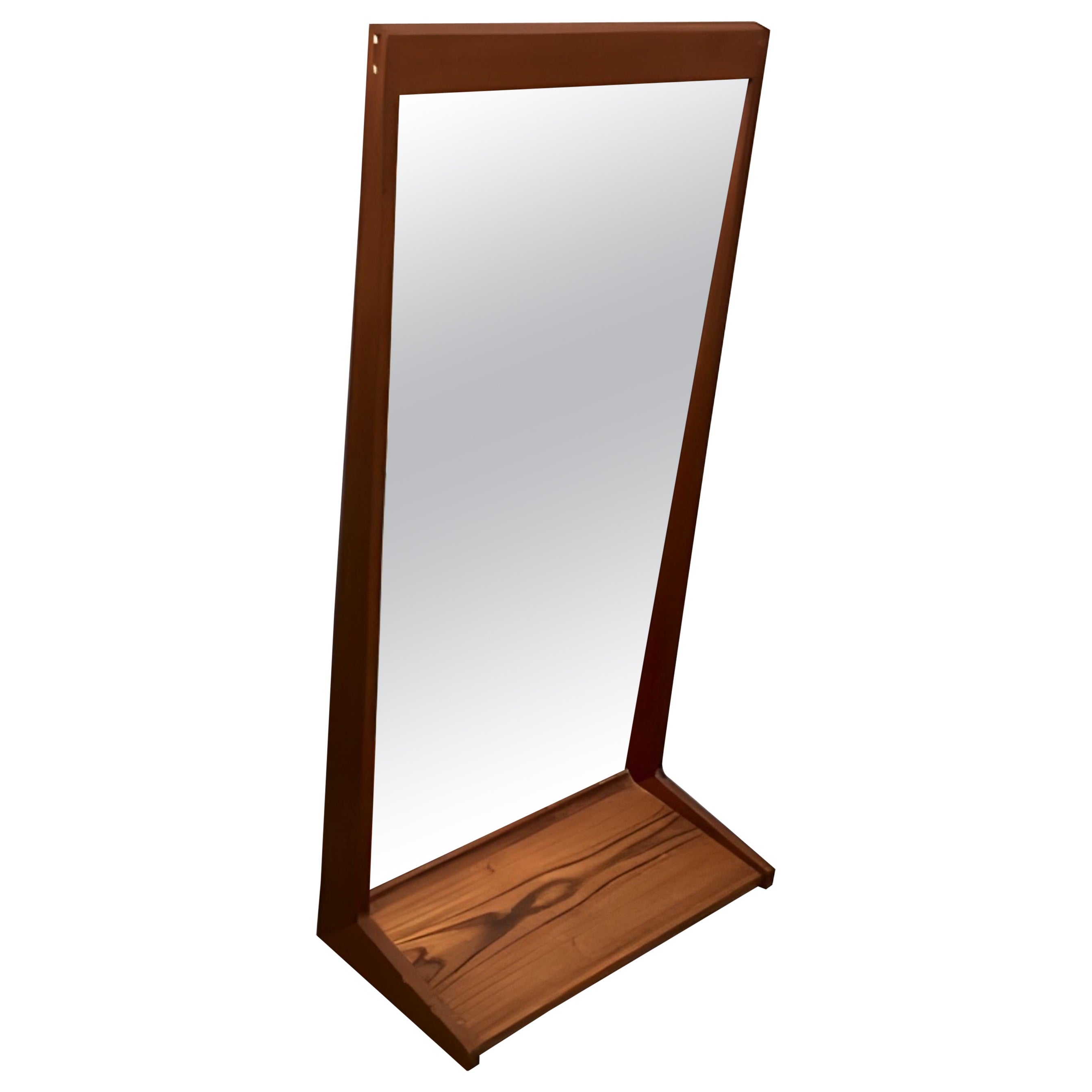 Midcentury Danish Modern Teak Mirror with Shelf For Sale
